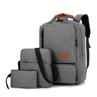 New Multi-functional Backpack Three-piece Cross-border Backpack Business Men's Three-piece Simple Trendy Brand School Bag for College Students