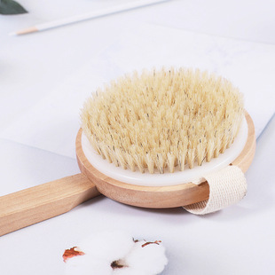 Wooden long handle bath bristle brush scrubbing brush lazy person scrubbing mud bath brush hanging bath brush