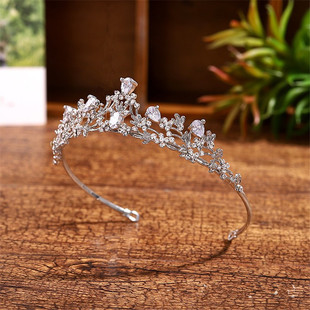 New bridal headdress White Crystal Crown Bride Princess Crown wedding accessories crown hair accessories hairband