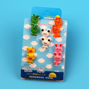 Creative children's cartoon fruit fork kitchen household animal fruit sign fork cross-border cute bento sign plastic fork