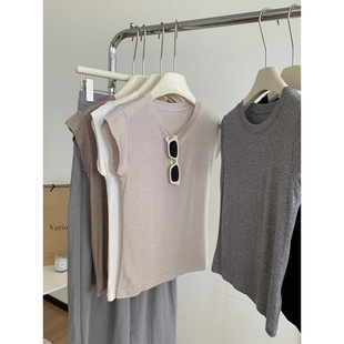 [40 1*1 cotton 210g 92 cotton/8 spandex back collar] short shoulder sleeveless jacket