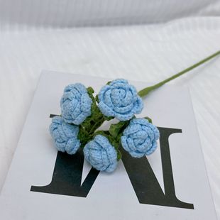 Ручной вязаный крючком бычий пузырь роз готовый букет домашнего украшения Подарок любовник имитация цветок шерсти