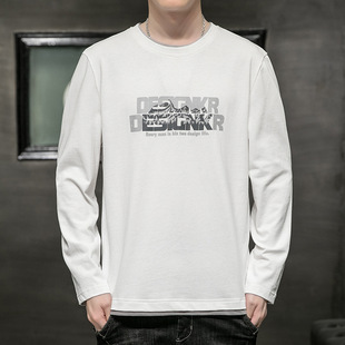 Long-sleeved T-shirt Men's 2024 Autumn New Korean Fashionable Youth Casual All-match T-shirt Crewneck Top Base Shirt