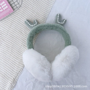 Cute antler plush earmuffs women's winter out of cold ear warm new students windproof ear protection ear bag wholesale