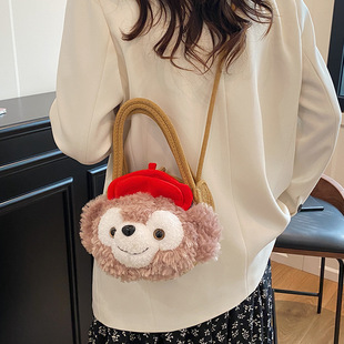 Cute Cartoon Hand Tote Bag 2025 Spring New Korean Style Ins Fashionable Casual Plush Shoulder Bag