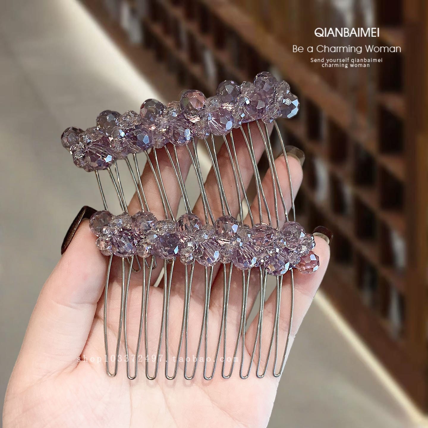 High-End Exquisite Crystal Comb Hairpin for Fixing Stray Hair, Forehead Bangs Comb, Reverse-Insert Comb Hair Clip