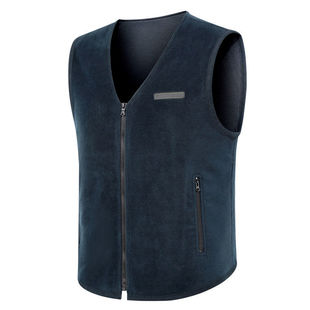 Wholesale velvet vest velvet vest navy blue fleece autumn and winter warm cardigan fleece vest flame blue velvet vest