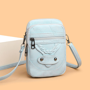 Bags for Women Cross-Body New Style Textured Shoulder Bag Mobile Phone Bag Soft Leather Foreign Style European and American Style Mature Fashion Retro Small Bag