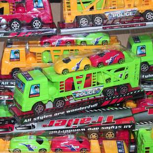 Children's toy car suit large box double-layer trailer large truck police car stall toy 9 yuan 9100 goods wholesale
