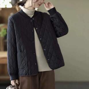 Winter Solid Color Small Cotton-padded Coat Casual plus size Home Cotton-padded Coat Short Loose Long-sleeved Cotton-padded Thin Collar Cotton-padded Coat