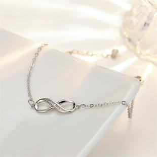 New Mobius Ring Diamond Infinity 8-shaped Ring Push-pull Bracelet Cross-border European and American Simple Fashion Jewelry