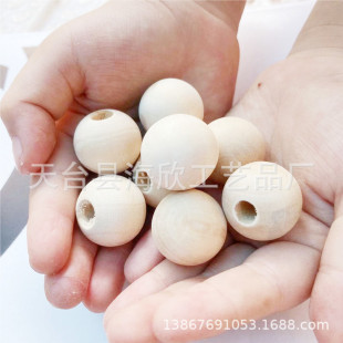 Cross-border wooden crafts Lotus Wood round beads 20MM Wood and half hole wooden beads DIY jewelry accessories in stock