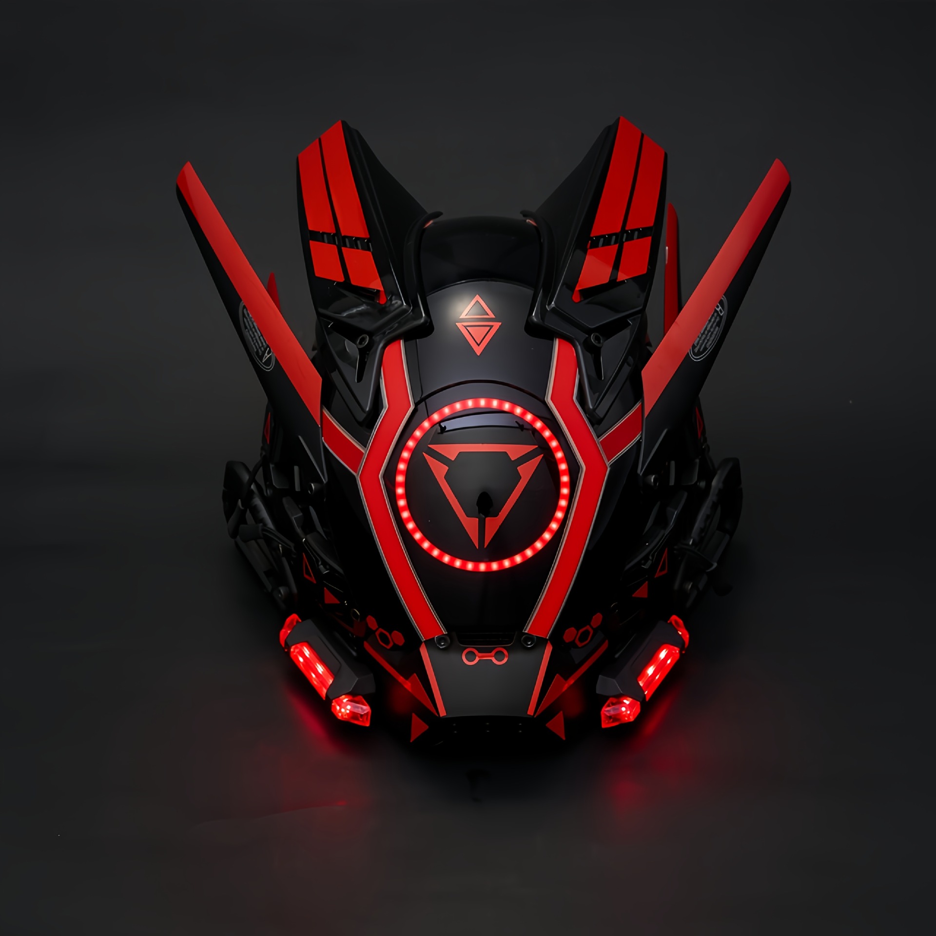 Red Helmet Cyberpunk Mask Predator Glowing Cosplay Male Tactical Tech-Savvy Full-Face Mask
