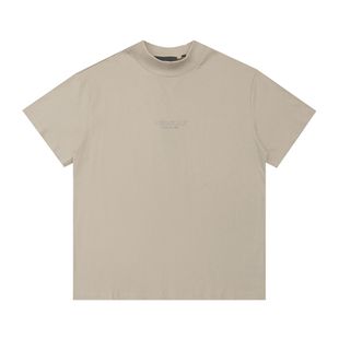 24Ss Fog Icon Double Line Essentials American High Street Round Neck Pure Cotton Couple Men and Women Short-Sleeved T-Shirt