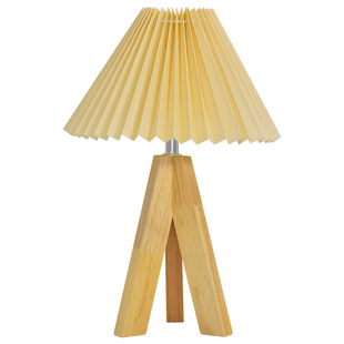 Nordic Pleated Floral Table Lamp Vintage Bedroom Bedside Lamp Solid Wood Internet Famous Ins Remote Control Nightlight LED Atmosphere Lamp