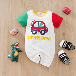 Summer baby jumpsuit dinosaur category a baby boy clothes ins printed khaka newborn breathable climbing suit thin
