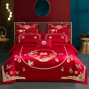 160 cotton wedding bed four-piece wedding bedding four-piece bedding six-piece embroidery red
