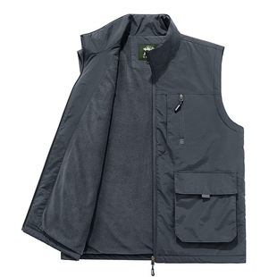 JEEP SPIRIT Spring and Autumn Photography Fishing Vest Cardigan Casual Men's Vest Loose Multi-Pocket 677