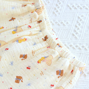 Summer cotton short-sleeved trousers ladies printed thin gauze sweet lace pajamas manufacturers wholesale