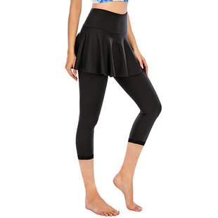 Lulu Anti-embarrassment Cropped Pants Sports Outdoor Yoga Culottes Women's Quick-drying Fake Two-piece Fitness Pants alo Same for Summer