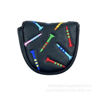 Golf Rocket Pattern Large Semicircle Push Rod Cover Cap Cover PU Leather Waterproof Fabric Plush Protective Cover Magnetic Buckle