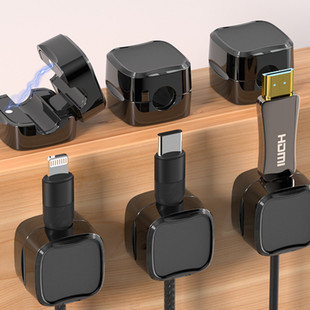 Magnetic cable organizer desktop wall-mounted mobile phone data cable charging cable storage holder cable buckle plug hook