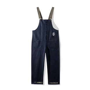 American Style Retro Sea Deck Strap Pants Autumn and Winter Straight Wide Leg suit Sling Denim Pants for Men