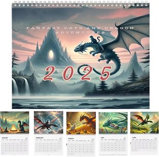 Новый трансграничный календарь 2025 Cat Dragon Rider Calendar 2025 Cat Dragon Knight