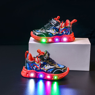 Boys' cartoon lights sneaker spring and autumn new baby casual light-emitting shoes children's toddler light shoes factory outlet