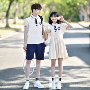 Class Clothing College Style Sixth Grade Graduation Photo dress Senior high school Junior High School Pupils British Short-sleeved POLO Shirt suit