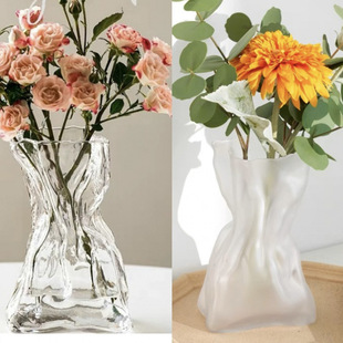 Advanced Sense Simple Creative Irregular Vase Transparent Glass Living Room Desktop Flower-arranging Water-keeping Decoration Ornaments