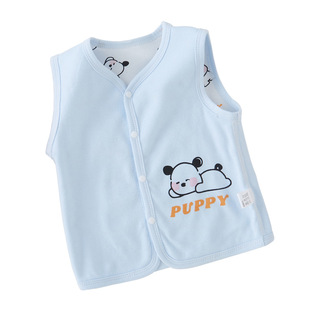 Baby's Vest Spring and Autumn Pure Cotton Thin Newborn Double-Layer Pit Vest Children's Waistcoat