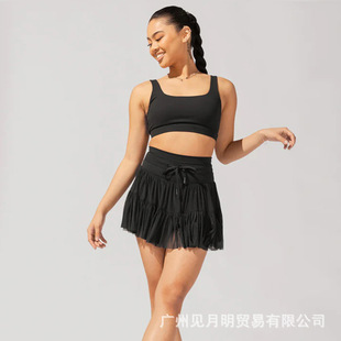 Cross-border European and American Women's Skirt Safety Pants Anti-light Spring and Summer New High Waist Lace-up Pleated Skirt Short Skirt Hot Girl