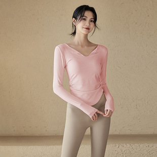 Lapel Thin Cardigan Yoga Coat Autumn and Winter Slim-fit Tight Waist Slimming Pilates Yoga Long-sleeved Fitness Top for Women