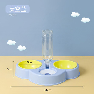 Cat Bowl dog bowl cloud dual-purpose three bowl neck protection pet feeder automatic drinking device cat Rice Bowl Pet Supplies