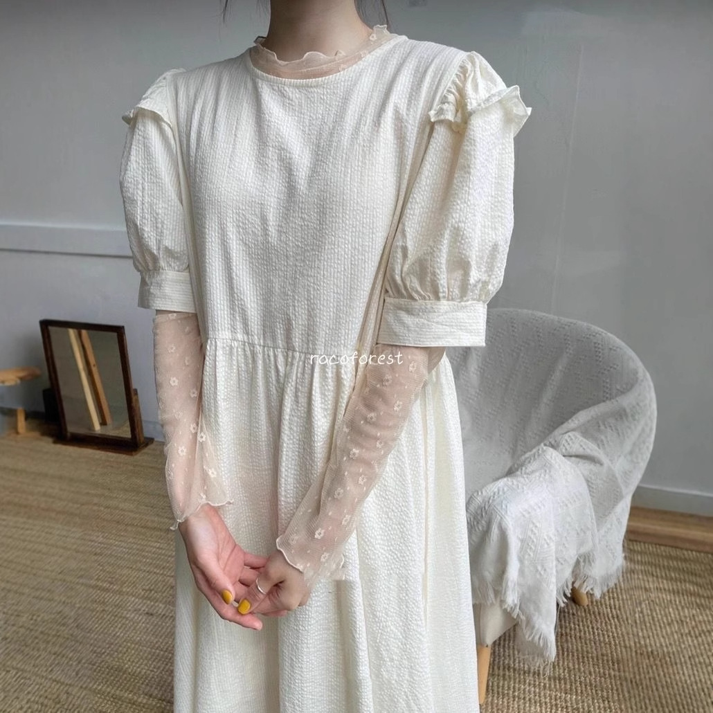 핫걸 레이어드 작은 꽃 자외선 차단 메쉬 레이스 하프 터틀넥 여름 여성 긴팔 티셔츠 베이스 레이어 탑