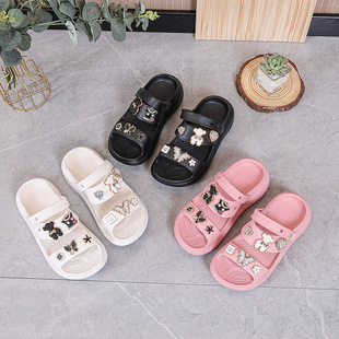 Children's sandals women's two-way wear 2024 spring and summer new children's cartoon bear accessories beach shoes men