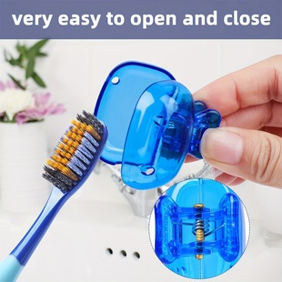 Toothbrush Storage Clip Travel Essential Toothbrush Headgear Toothbrush Protective Cap Brush Shell Protection Portable Plastic Clip Toothbrush Box