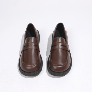 Black leather shoes Women's British Style 2024 Spring and Autumn New retro flat single-layer shoes all-match loafers women's shoes