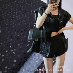Full sequins embroidered wash water Denim fabric pants skirt coat suit clothing bags fabric manufacturers wholesale