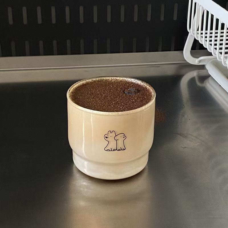 Ins-Style Simple Line Drawing Graffiti Glass Cup, High Temperature Resistant Coffee Milk Breakfast Cup, Cute Cartoon Couple Style