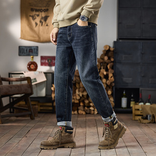 American Style Retro Jeans Men's Washed Loose Casual Straight Slim Pants Autumn and Winter New Arrival plus size Men's Trousers