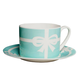 Bow coffee cup and saucer set bone china cup light luxury gift photo afternoon Cup western food plate dessert plate