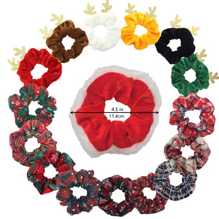 Cute Christmas antler headdress snowflake large intestine European and American elastic hair accessories knitted ponytail hair ring cross-border Amazon