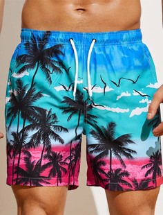 2024 Cross-border European and American Men's Loose Beach Pants Summer Beach Surf Pants 3D Printed Cat Trendy Shorts