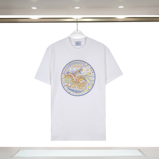 Casablanca Short-sleeved 2025 Foreign Trade Couple Rose Door Seaside Beach CASA Printed Casual T-shirt