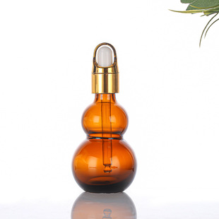 Brown light-proof gourd essential oil bottle plastic head dropper essence liquid bottle cosmetic bottle sub-bottle small sample empty bottle