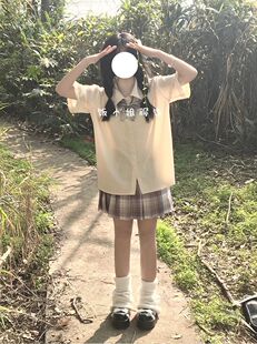 jk uniform skirt suit shirt 2023 Summer Japanese college style sweet cute short sleeve shirt two-piece student