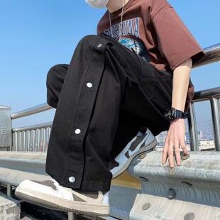 Spring and Autumn High Street Trendy Brand Crowth Pants Men's Japanese Style American Style Casual Retro Straight Barrel Pants