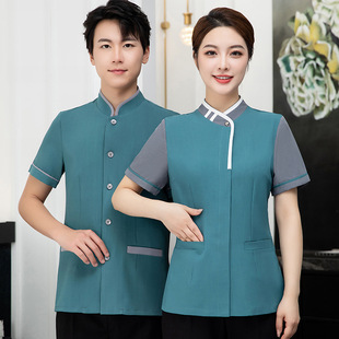 Cleaning work clothes short sleeve female hotel room attendant suit sales department property hospital cleaning summer